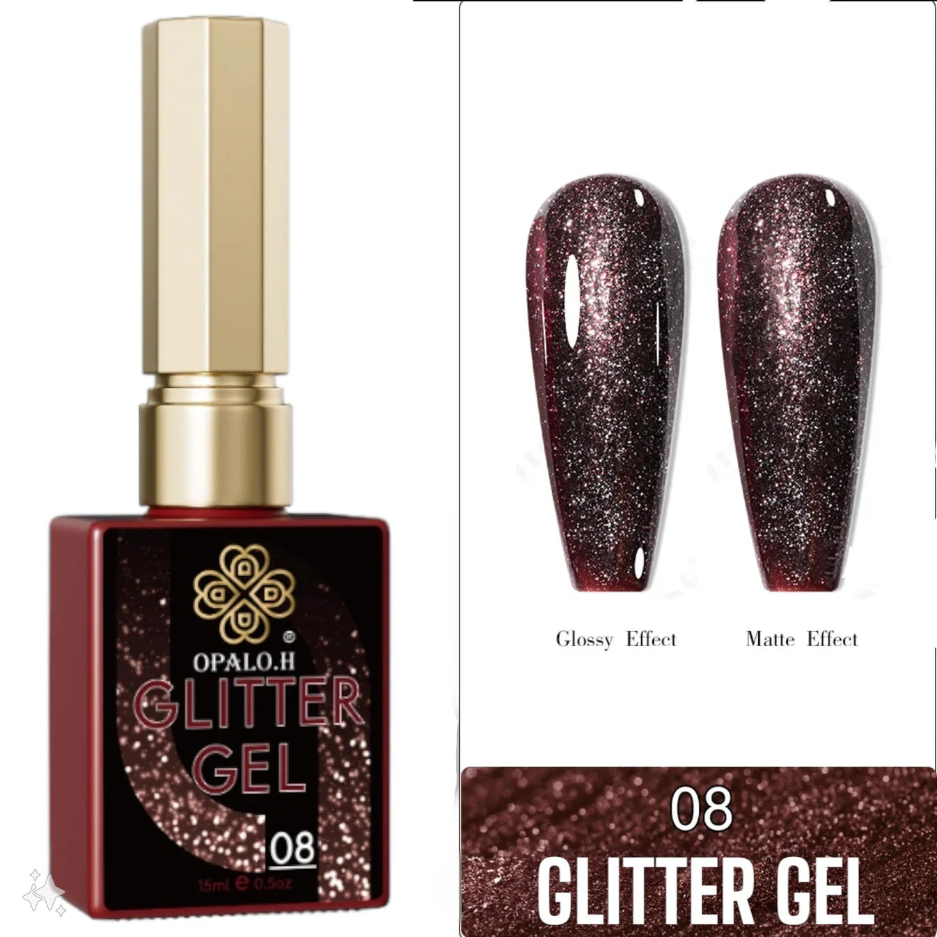 Glitter Gel Shelac Opalo.H 15ml