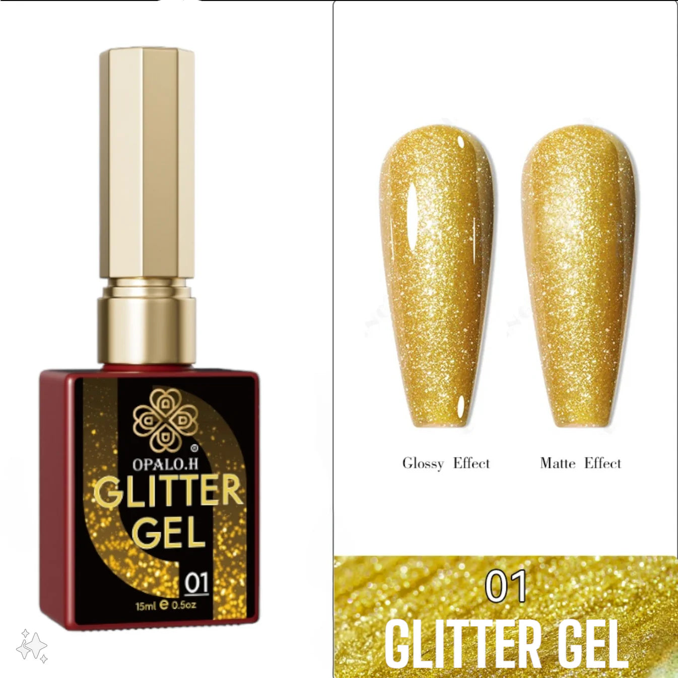 Glitter Gel Shelac Opalo.H 15ml