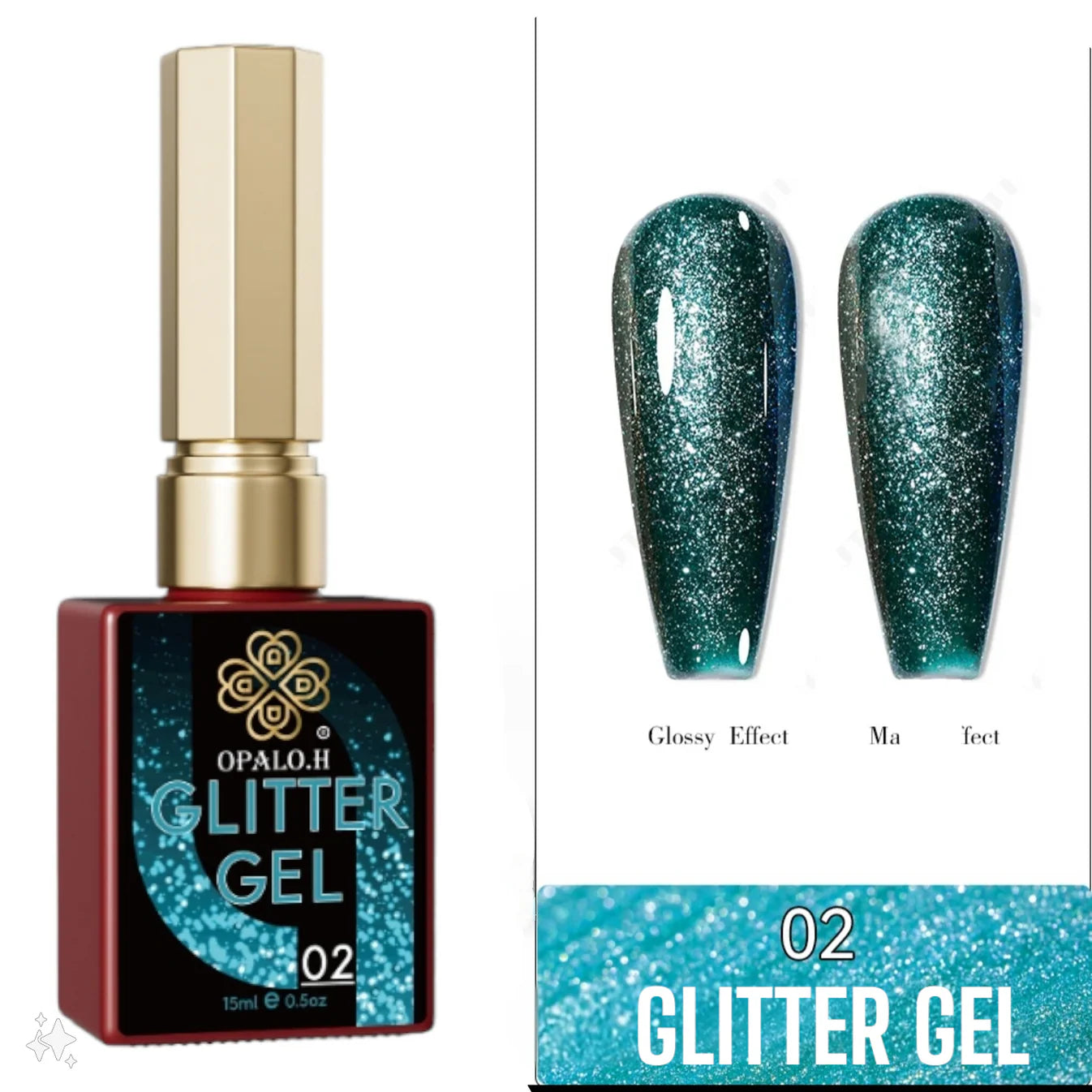 Glitter Gel Shelac Opalo.H 15ml
