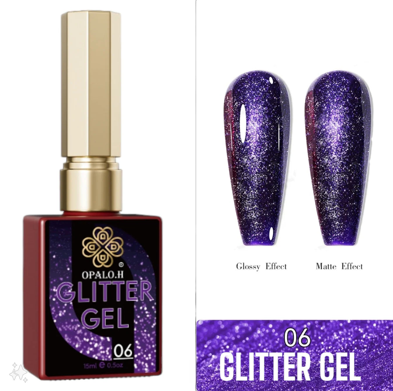 Glitter Gel Shelac Opalo.H 15ml