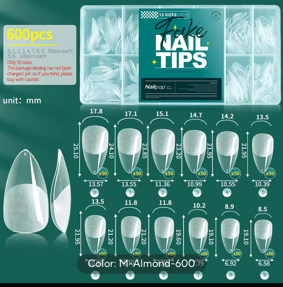 Tips Gel X.  NailPop. 600 pcs