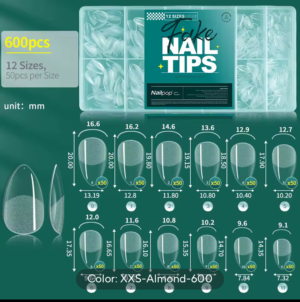 Tips Gel X.  NailPop. 600 pcs