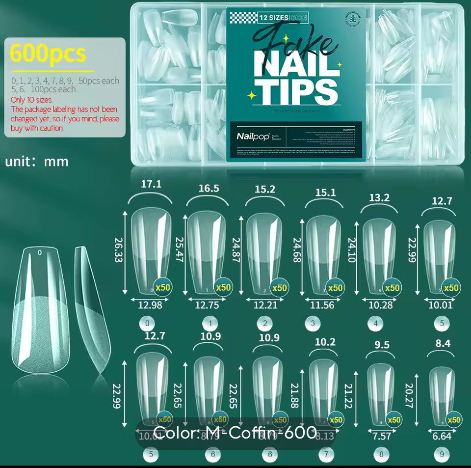 Tips Gel X.  NailPop. 600 pcs