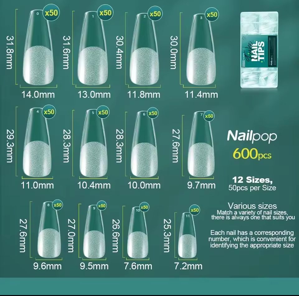 Tips Gel X.  NailPop. 600 pcs